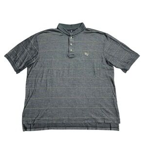 Izod Club International Tour Mens XL Polo Shirt Gray Striped Wake Forest WF Logo